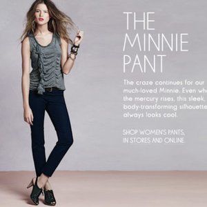 J.Crew Minnie Pant Stretch Cotton Twill Navy Blue Cropped Skinny Audrey 8 18850